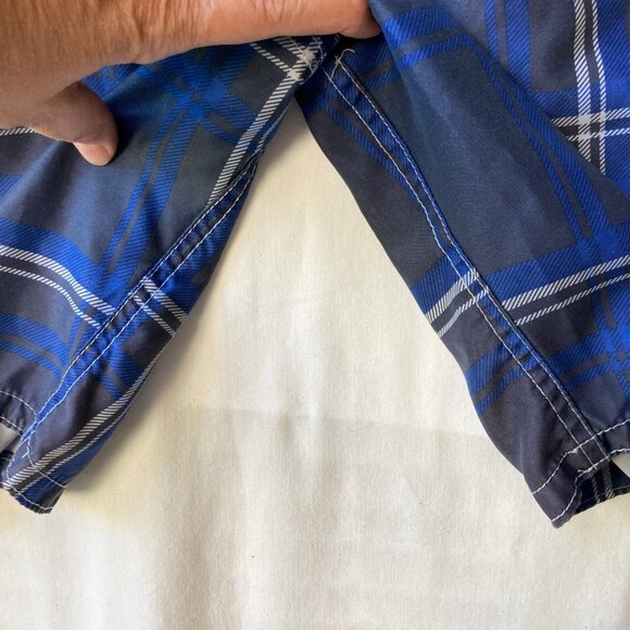 O'Neill Plaid Swim Trunks Mens Size 30 Black Blue Board Shorts Bathing Suit - Picture 9 of 13